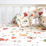 Yellow Doodle Cot Bedsheet Set - Baby Animals - Laadlee
