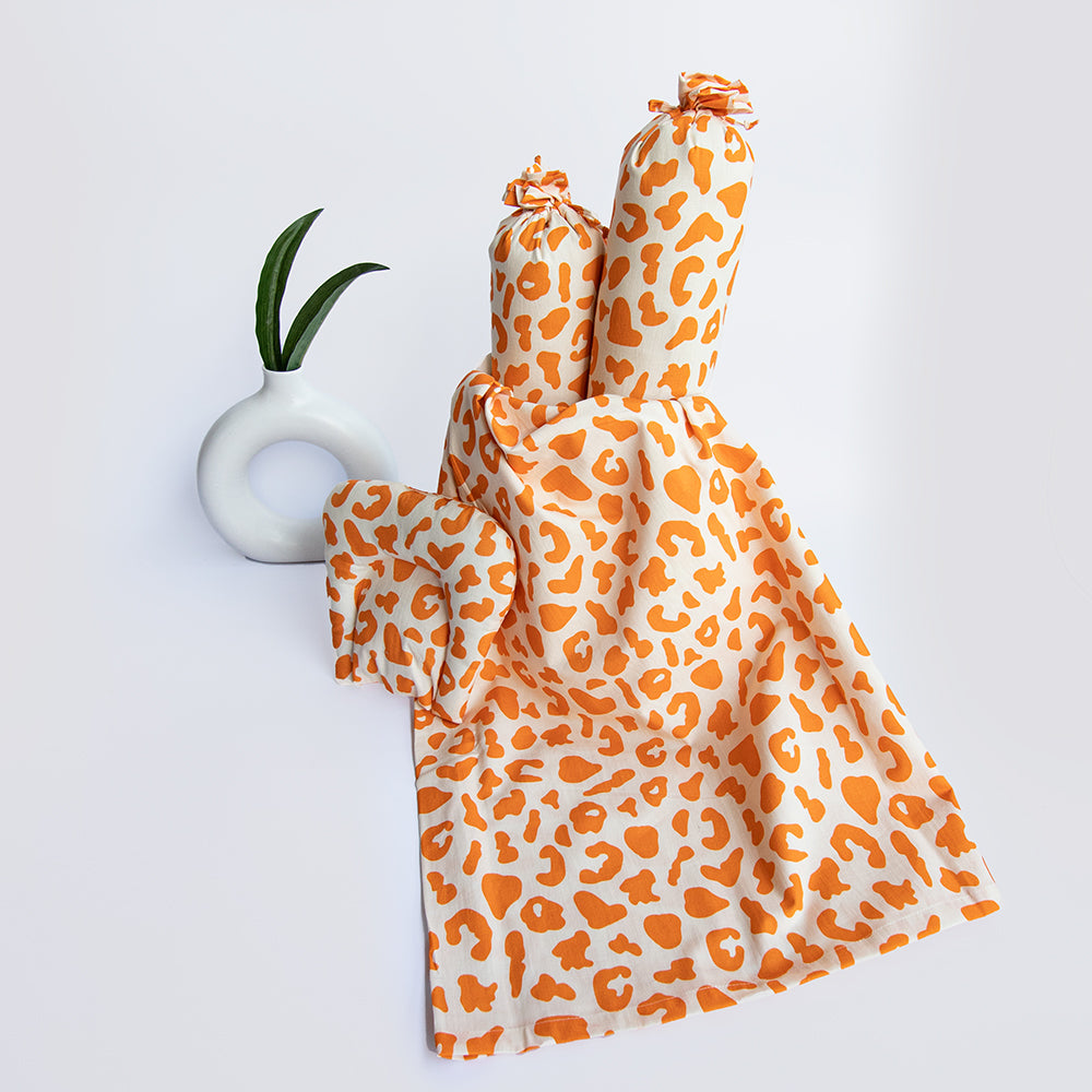 Yellow Doodle Cot Bedsheet Set - Wild & Free - Laadlee