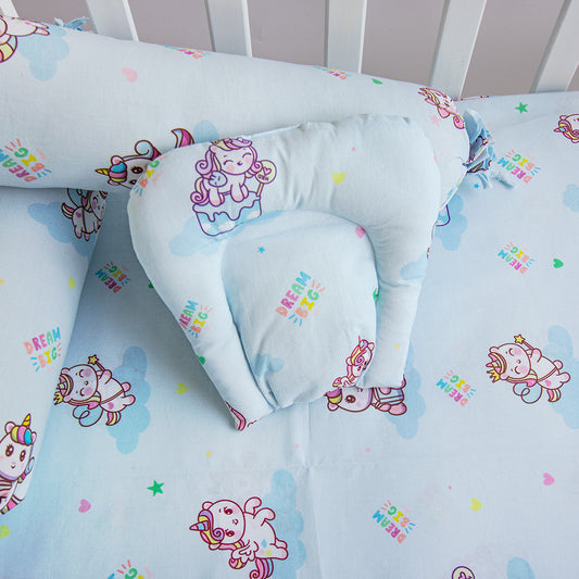 Yellow Doodle Cot Bedsheet Set - Unicorn Dreams - Laadlee