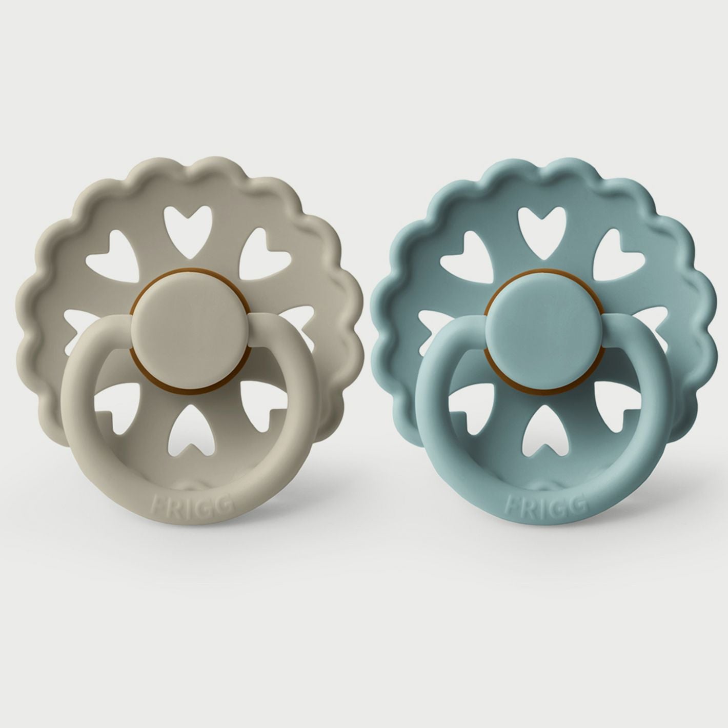 Frigg Fairytale Latex Baby Pacifier 0-6M, 2Pack, Stone Blue/Willow Grey - Size 1 - Laadlee