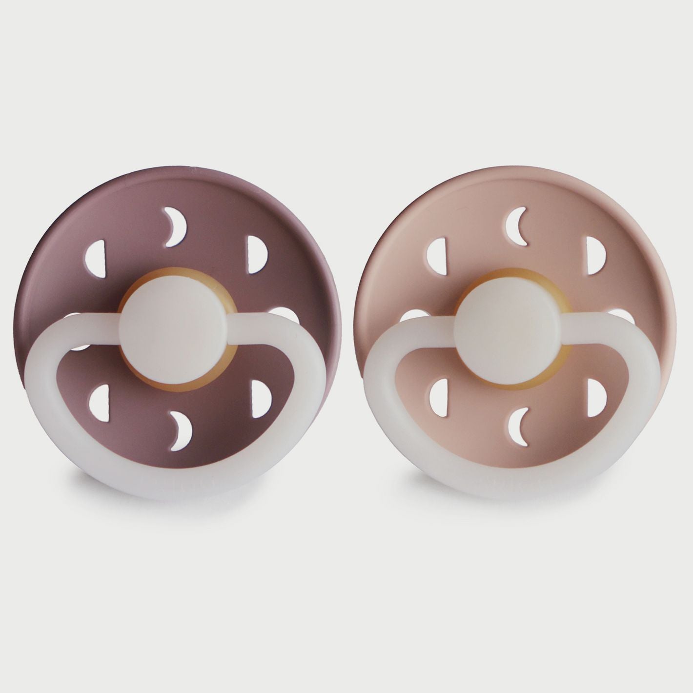 Frigg Moon Phase Latex Baby Pacifier 6M-18M, 2Pack, Twilight Mauve Night/Blush Night - Size 2 - Laadlee