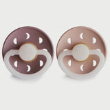 Frigg Moon Phase Latex Baby Pacifier 0-6M, 2Pack, Twilight Mauve Night/Blush Night - Size 1 - Laadlee