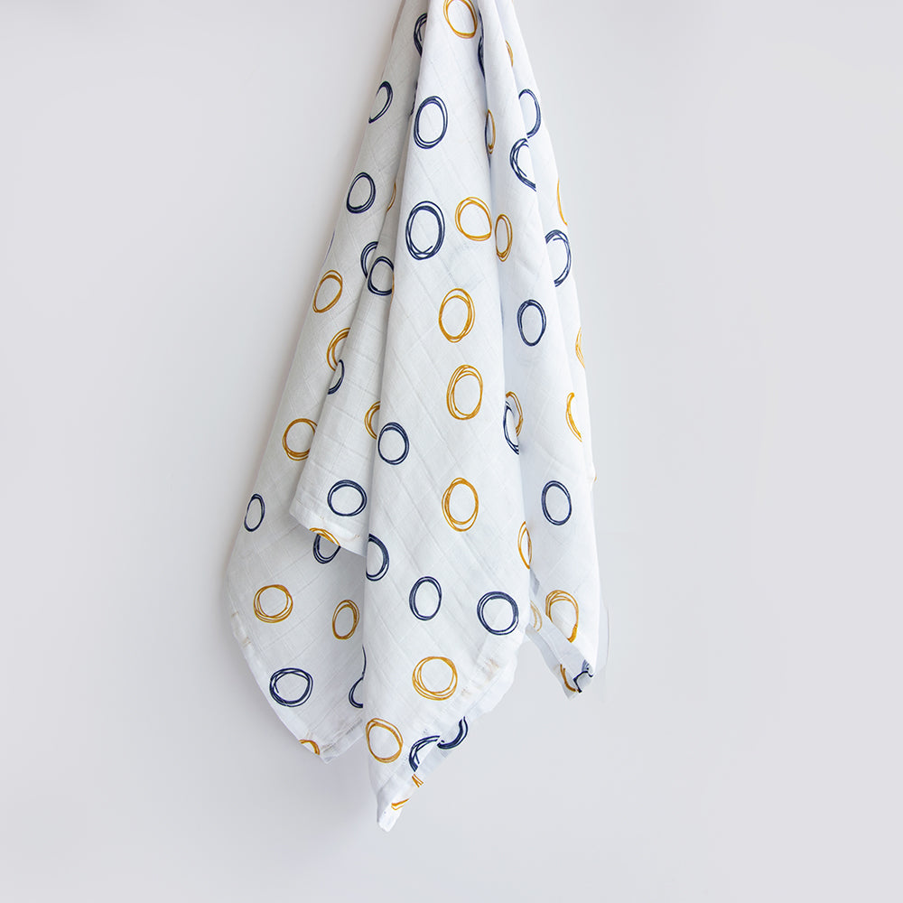 Yellow Doodle Organic Luxury Swaddle - Doodle Circles - Laadlee