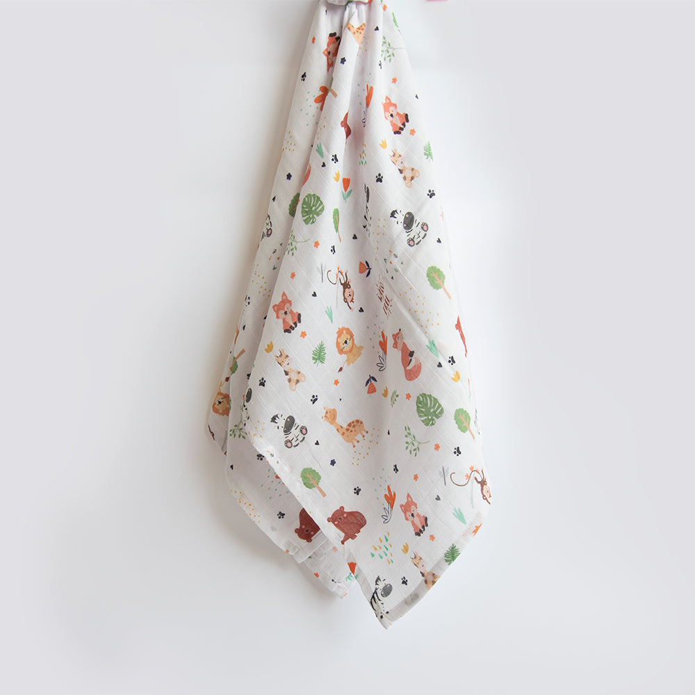 Yellow Doodle Organic Luxury Swaddle - Baby Animals - Laadlee