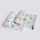 Yellow Doodle Organic Luxury Swaddles Set - Dino Friend / Doodle Circles - Laadlee