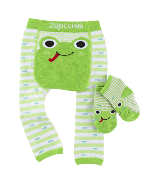 Zoocchini Comfort Crawler Babies Legging and Sock set - Flippy the Frog - Laadlee