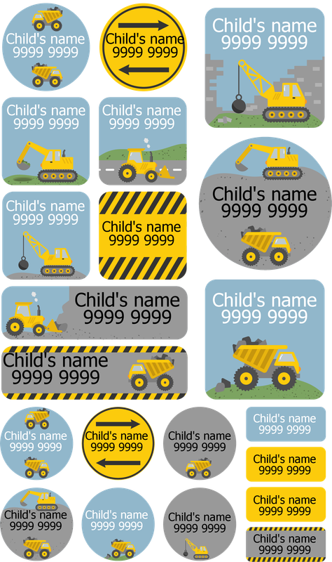 My Nametags Maxistickers - Construction (Pack of 21) - Laadlee