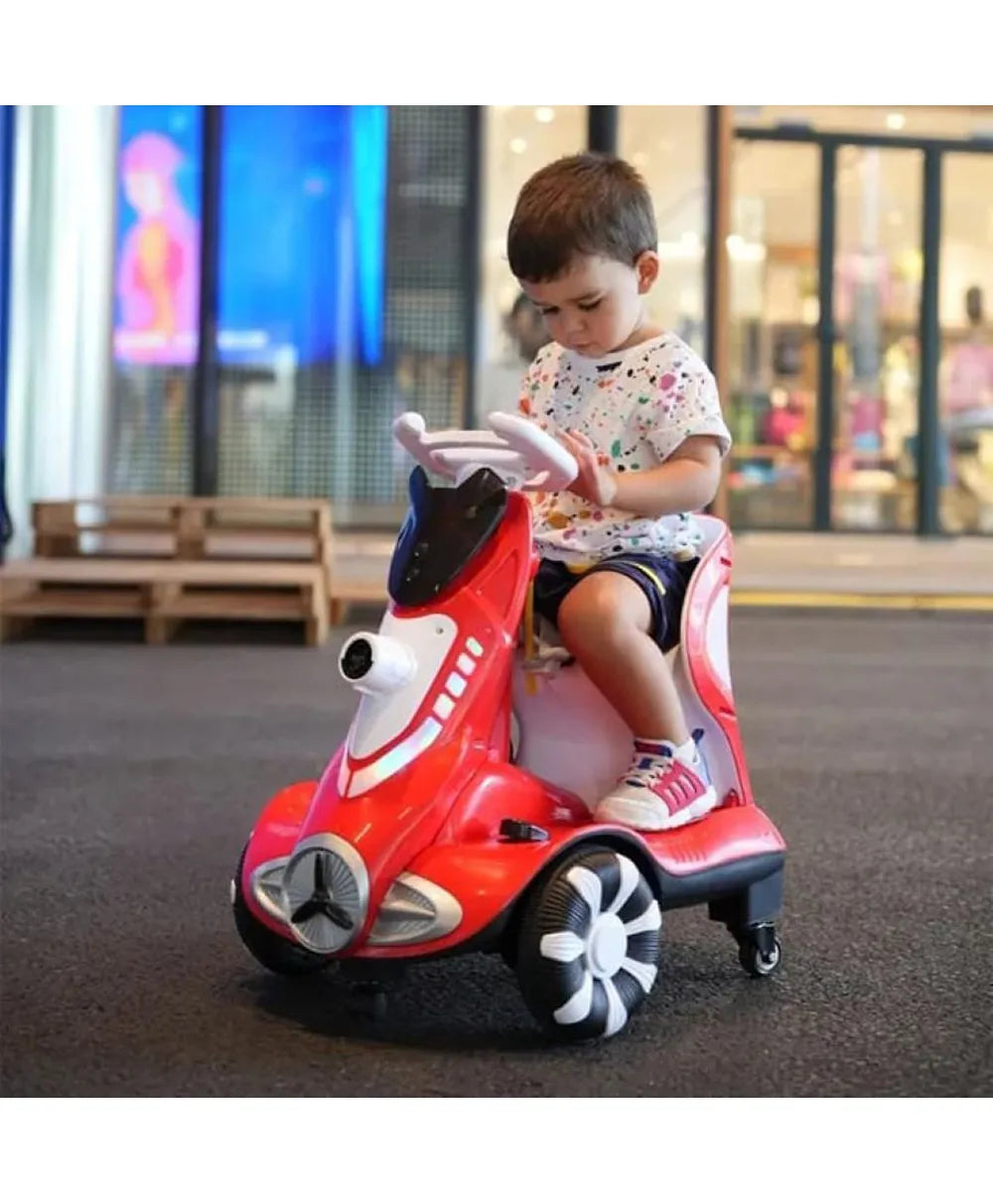 Pikkaboo Toddler Four-wheel Light & Bubbles Electric Scooter - Red - Laadlee