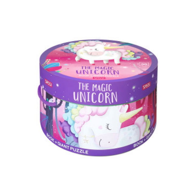 Sassi Book and Giant Puzzle Round Box - The Magic Unicorn - Laadlee