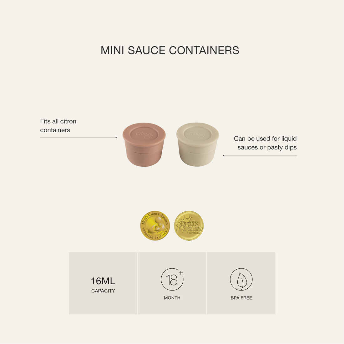 Citron Mini Sauce Containers - Caramel/Green - Laadlee