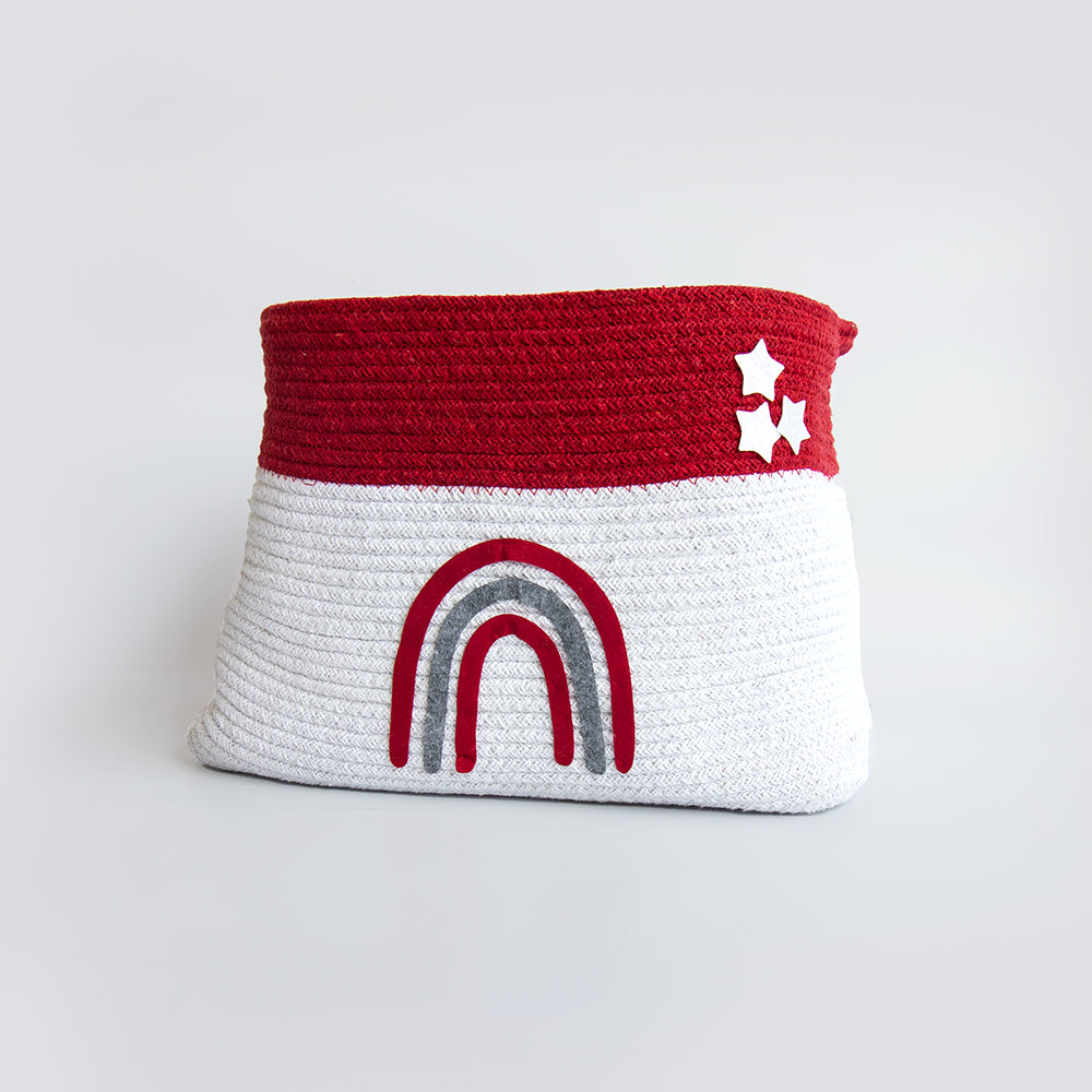 Yellow Doodle Cotton Rope Basket - Magical Rainbows (Large) - Laadlee