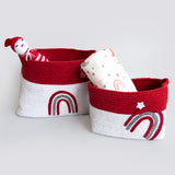 Yellow Doodle Cotton Rope Baskets - Magical Rainbows (Set Of 2) - Laadlee