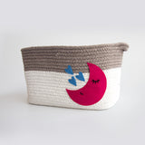 Yellow Doodle Cotton Rope Basket - In The Sky (Medium) - Laadlee