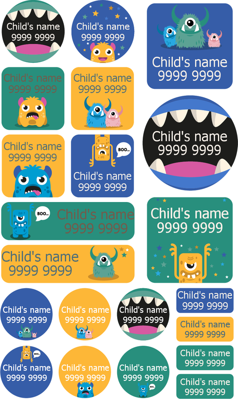 My Nametags Maxistickers - Monster (Pack of 21) - Laadlee