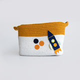 Yellow Doodle Cotton Rope Basket - Child Of The Universe (Medium) - Laadlee