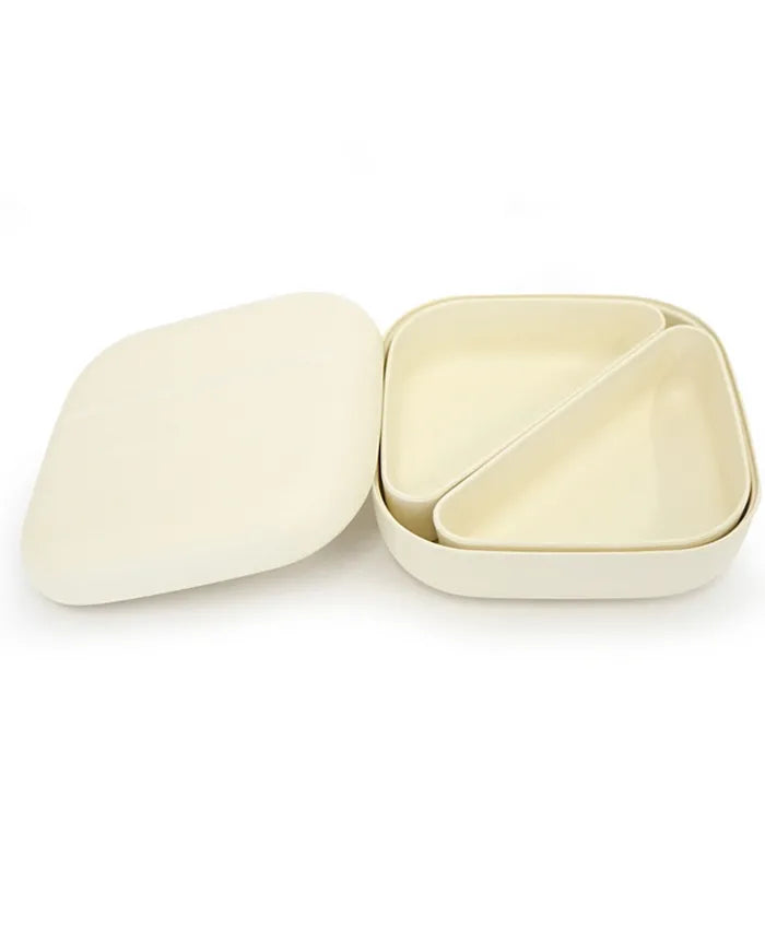 Ekobo - Go Square Bento Lunch Box - White + White Compartments - Laadlee