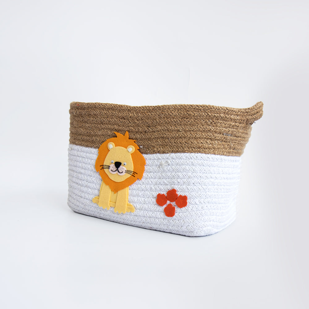 Yellow Doodle Cotton Rope Basket - Baby Animals (Medium) - Laadlee