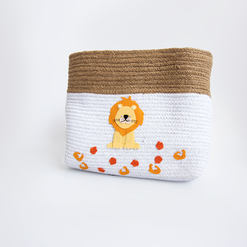 Yellow Doodle Cotton Rope Basket - Baby Animals (Large) - Laadlee