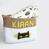 Yellow Doodle Cotton Rope Baskets - Superbaby (Set Of 2) - Laadlee