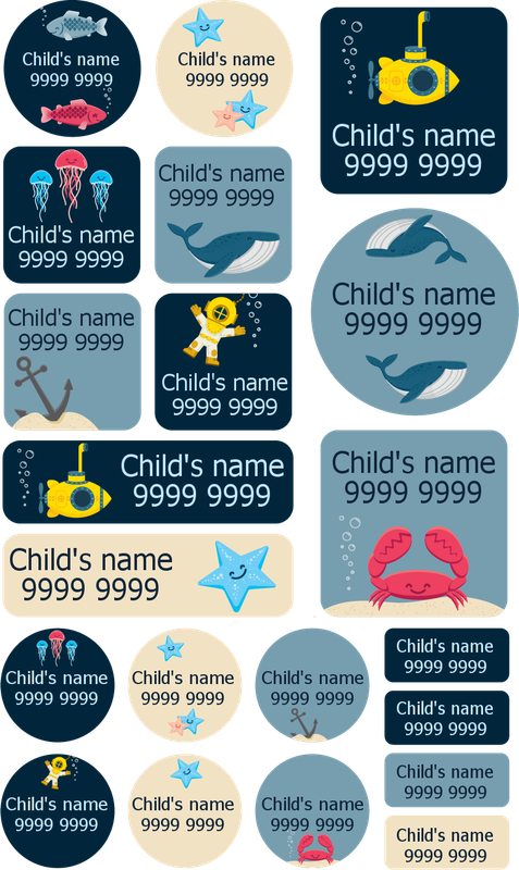 My Nametags Maxistickers - Underwater (Pack of 21) - Laadlee
