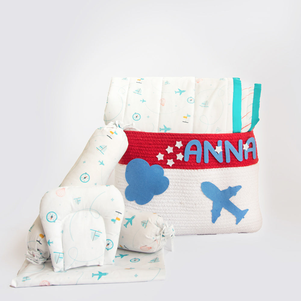 Yellow Doodle Organic Bedding Gift Basket - Lil Travellers - Laadlee