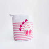 Yellow Doodle Cotton Rope Basket - Magical Cupcake (Medium) - Laadlee