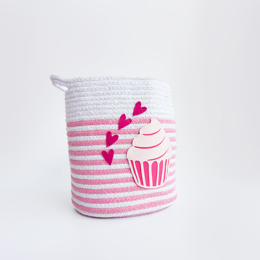 Yellow Doodle Cotton Rope Baskets - Magical Cupcake (Set Of 2) - Laadlee