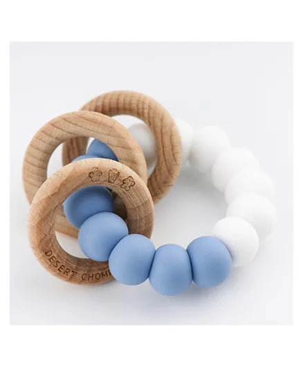 Desert Chomps Trio Rattle Teether - Blue - Laadlee