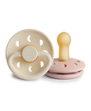 Frigg Moon Phase Latex Baby Pacifier 0-6M, 2Pack, Blush/Cream - Size 1 - Laadlee
