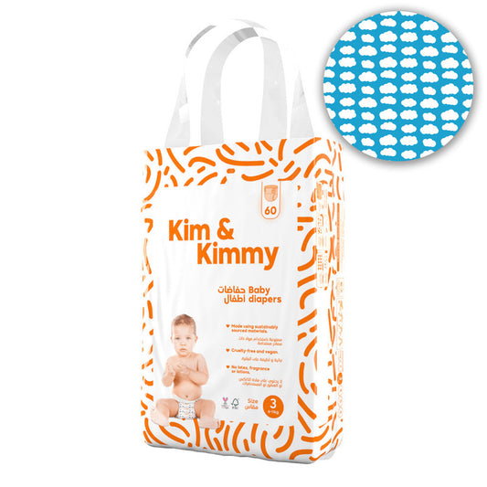 Kim & Kimmy - Size 3 Little Clouds Diapers, 6 - 11kg, qty 60 - Laadlee
