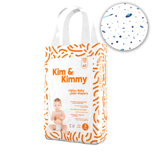 Kim & Kimmy - Size 3 Space Travel Diapers, 6 - 11kg, qty 60 - Laadlee