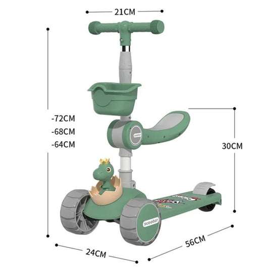 Pikkaboo Mini Rider LED Light Scooter with Music - Green - Laadlee