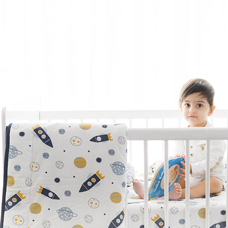 Yellow Doodle Reversible Comfort Quilt - Child Of The Universe - Laadlee