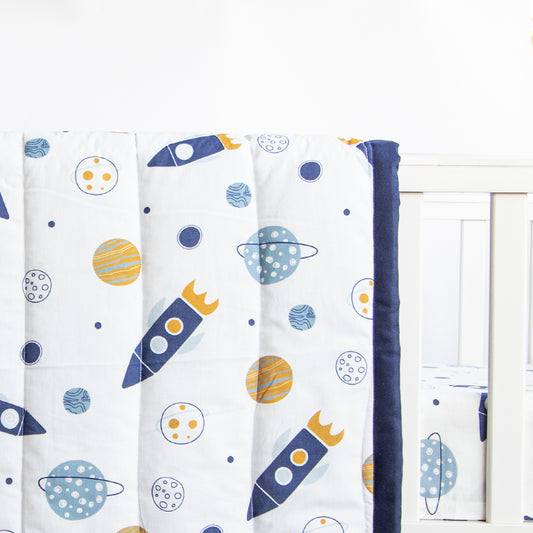 Yellow Doodle Reversible Comfort Quilt - Child Of The Universe - Laadlee