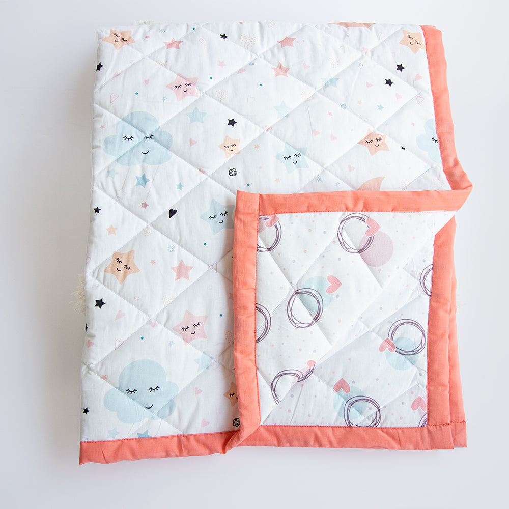 Yellow Doodle Reversible Comfort Quilt - In The Sky - Laadlee