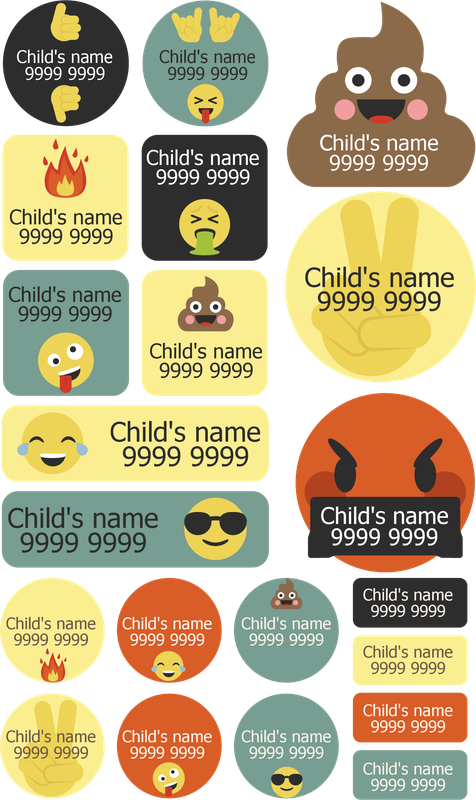 My Nametags Maxistickers - Fun Emoji (Pack of 21) - Laadlee