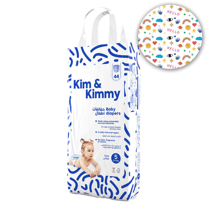 Kim & Kimmy - Size 5 Funny Icons Diapers, 12-17kg, qty 44 - Laadlee