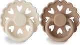 Frigg Fairytale Latex Baby Pacifier 0-6M, 2Pack, Cream/Silky Satin - Size 1 - Laadlee