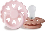 Frigg Fairytale Silicone Baby Pacifier 0-6M, 2Pack, White Lilac/Pretty In Peach - Size 1 - Laadlee