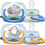 Philips Avent Ultra Air Freeflow Soother Silicone Animals Mixed (0M - 6M) (Pack of 2) - Laadlee