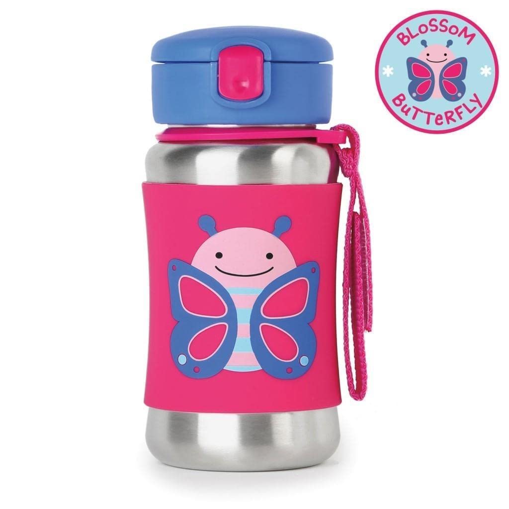 Skip Hop Zoo Stainless Steel Straw Bottle 350ml - Butterfly - Laadlee
