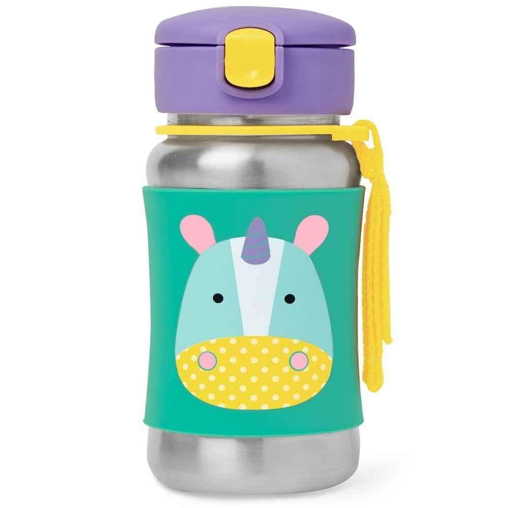 Skip Hop Zoo Stainless Steel Straw Bottle 350ml - Unicorn - Laadlee