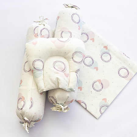 Yellow Doodle Cot Bedsheet Set - Circle Of Love - Laadlee