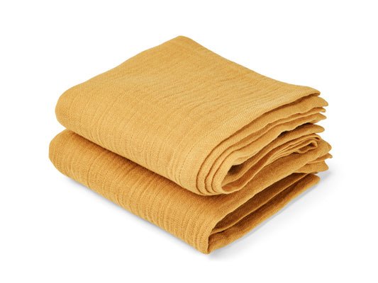 Nuuroo Bao Muslin Cloth 2-pack Solid - Golden Yellow (70 x 70 cm) - Laadlee