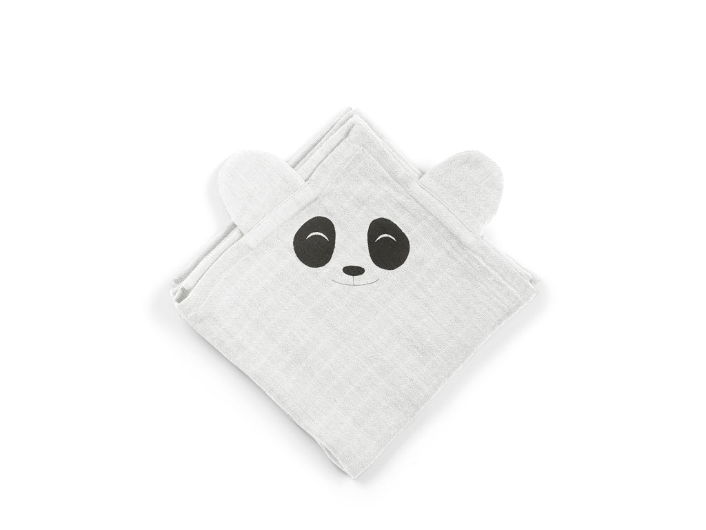 Nuuroo Bjork Hugging Muslin Cloth 2-pack Panda - White Onyx - Laadlee