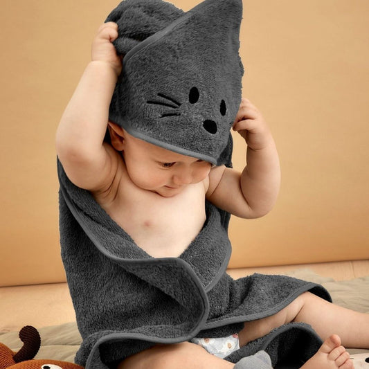 Nuuroo Aki Hooded Baby Towel - Asphalt - Laadlee