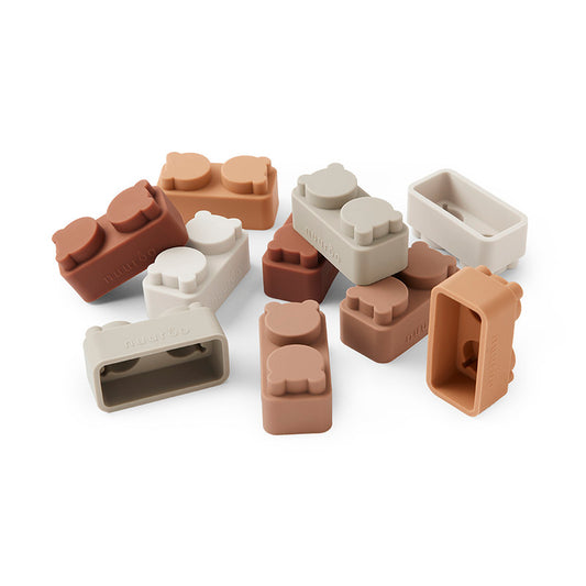 Nuuroo Pile Silicone Building Bricks 10-pcs - Brown Color Mix - Laadlee