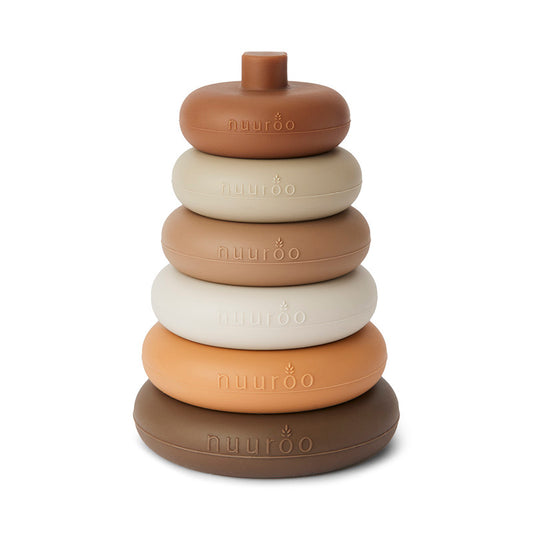Nuuroo Sasha Silicone Activity Stacking Toy - Brown Color Mix - Laadlee