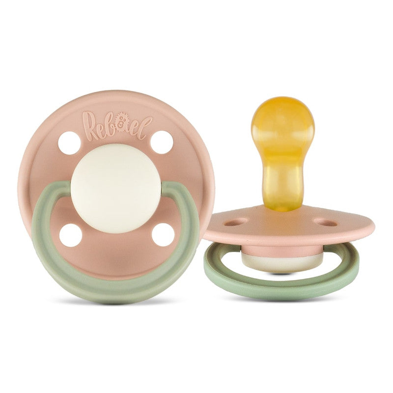 Rebael Fashion Round Pacifier Size 1 - Pack of 2 - Cloudy Pearly Poodle / Tornado Pearly Dolphin - Laadlee