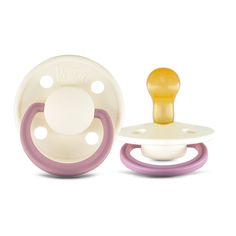 Rebael Fashion Round Pacifier Size 1 - Pack of 2 - Misty Soft Mouse / Frosty Pearly Rhino - Laadlee